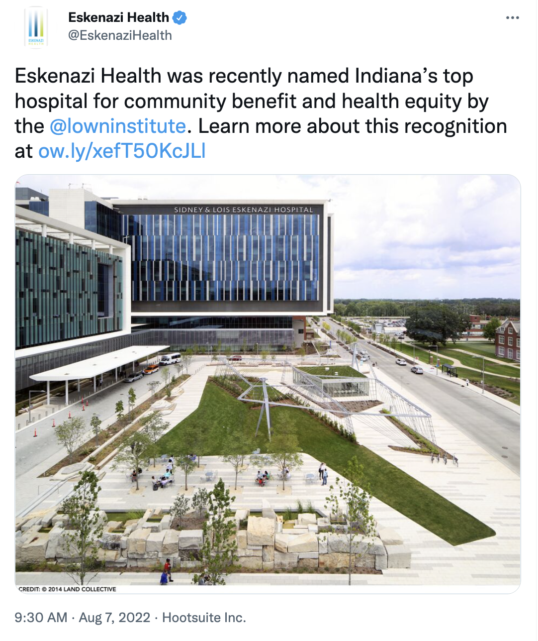 Eskenazi Health Hospital Tweet